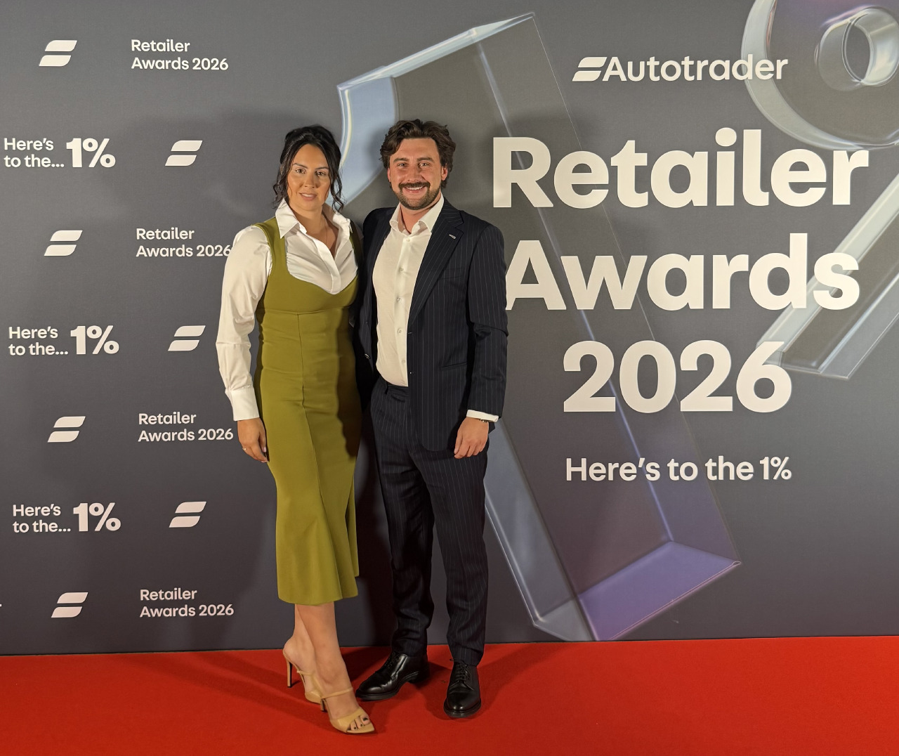 Ellis and a guest at the Auto Trader Retailer Awards 2026